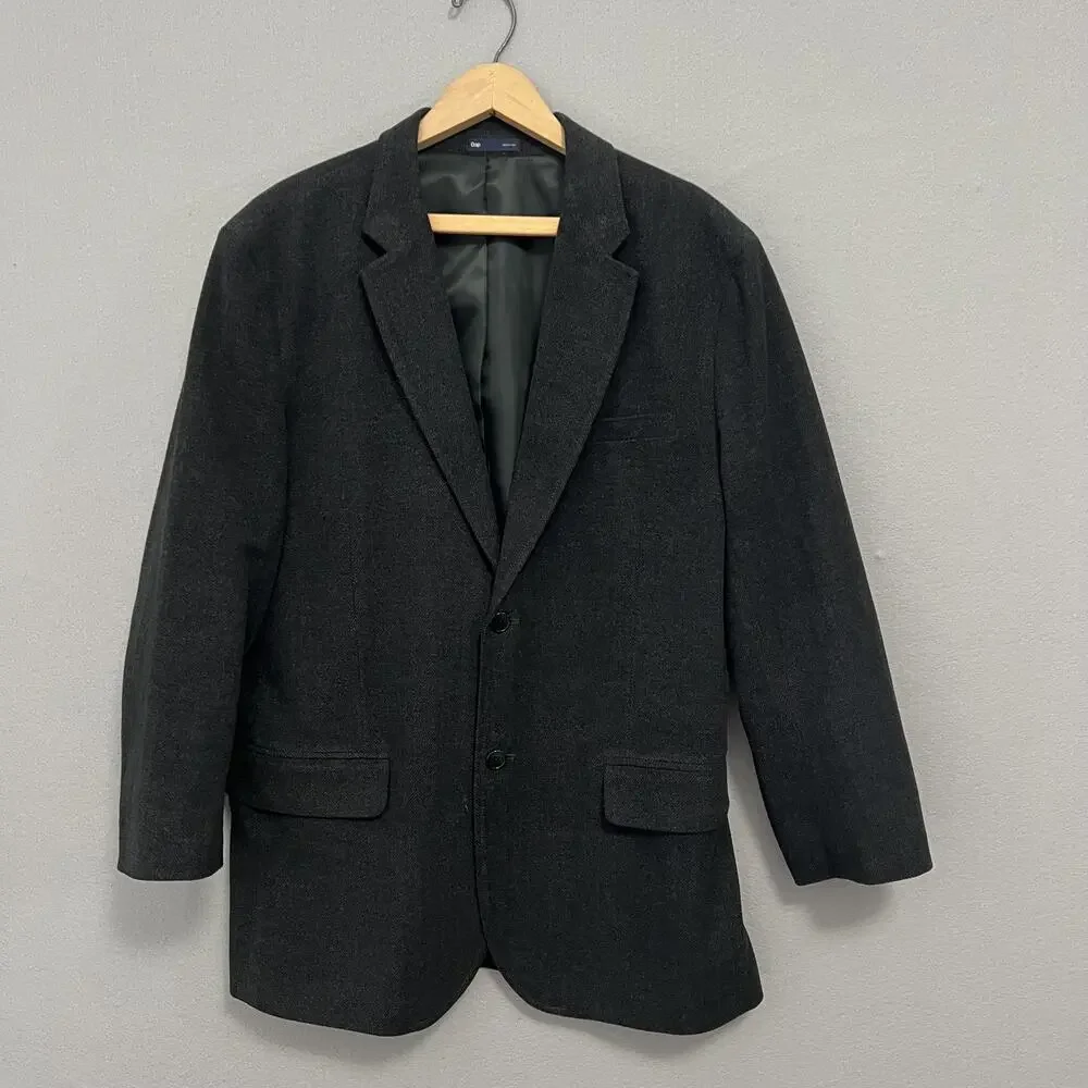 Gap Blazer Mens XL‎ Slim Gray Herringbone Sport Jacket Classic Y2K 2010 Altered